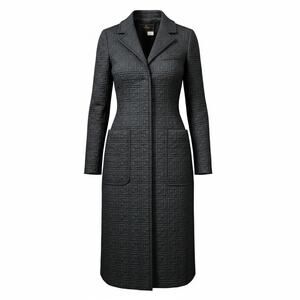 Vintage Fendi FF Logo Quilted Long Coat IT 40 US 6 Black Italy